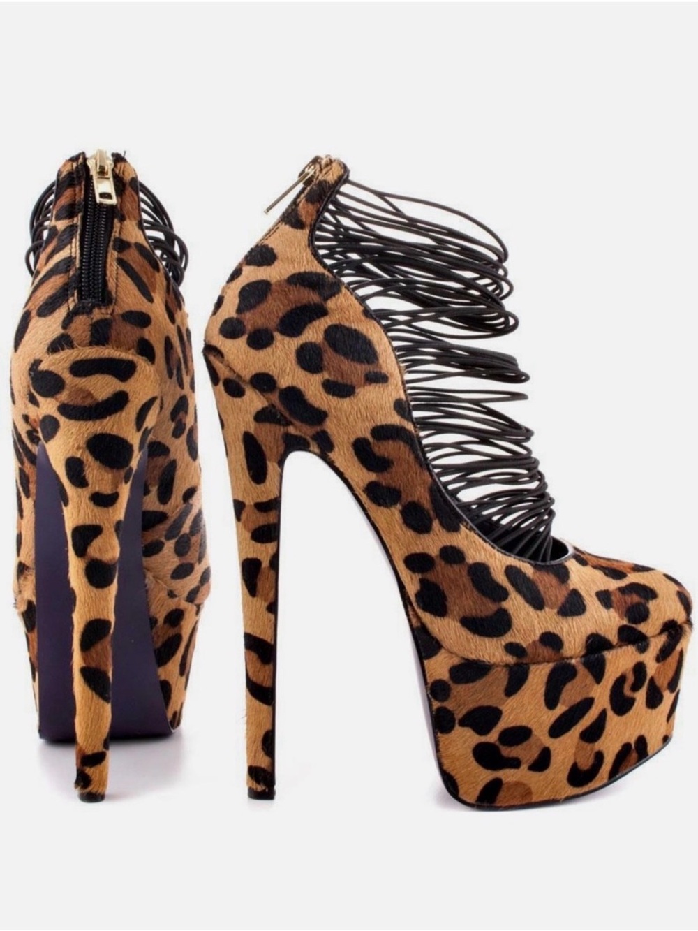 LONDON TRASH NWT Ceres Calf Hair Leopard Platform Stiletto Pumps 8